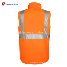 2018 Hot Selling Reversible High Visibility Warm Safety Reflective Tapes Vests With Zipper